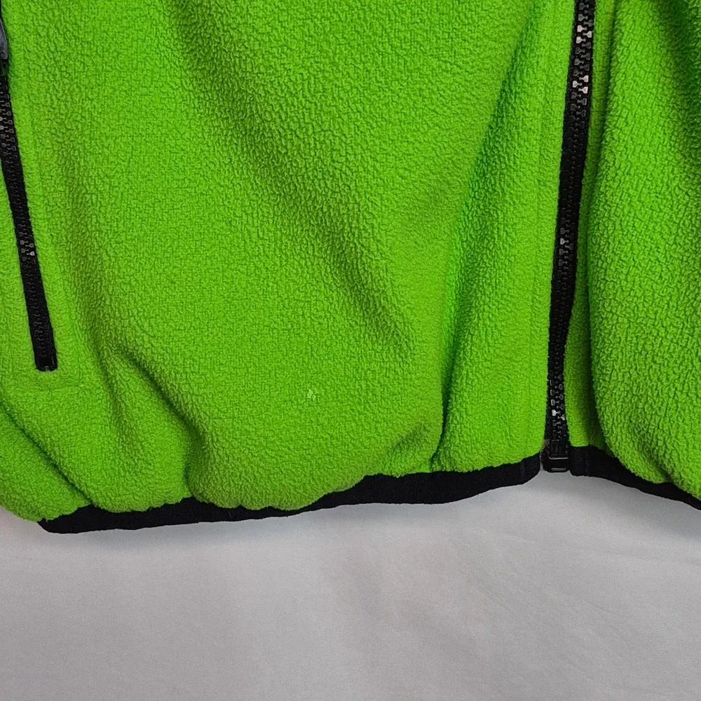Competition Tech Mens Fleece Vest Neon Green Black Colorblock Full Zip Large